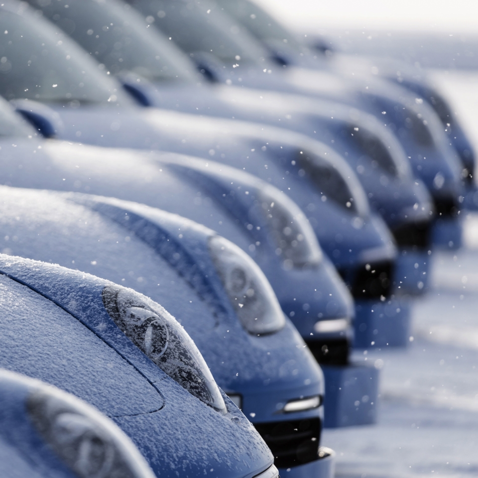 Winter, Tele, Objektive, Porsche im Schnee